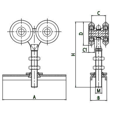 銀製の4つのローラーは44mm掛かるドア ローラーを炉の中心の版との滑らせる
