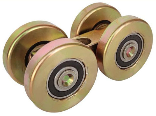 48mm 1つの中央穴のブロックが付いている鋼鉄黄色い亜鉛折れ戸のローラー